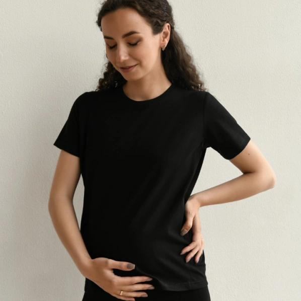 Maternity and Nursing T-Shirt Black