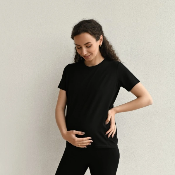 Maternity and Nursing T-Shirt Black